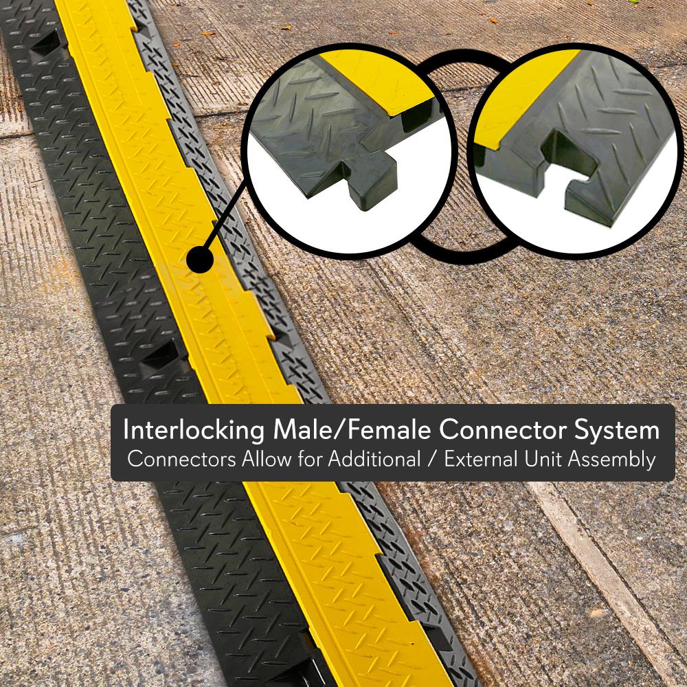 Rampe de protection de câbles à 3 canaux avec couvercle rabattable 