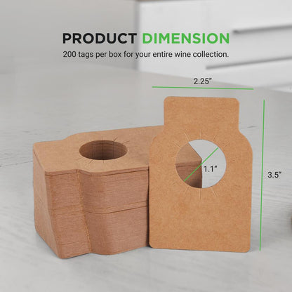 Wine Bottle Tags, Customizable Brown Paper, 200 Pcs for Cellar Collection