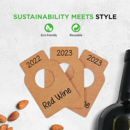 Wine Bottle Tags, Customizable Brown Paper, 200 Pcs for Cellar Collection