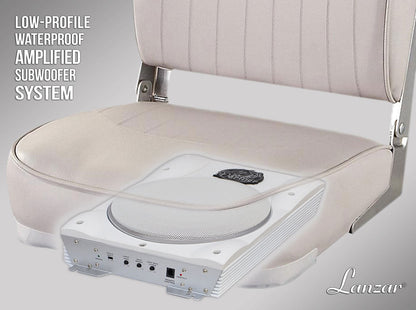 Marine Subwoofer System 1000W Slim Waterproof Amplified Speaker White