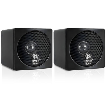 Enceintes de bibliothèque Pyle Mini Cube 3 pouces – Paire de 100W 