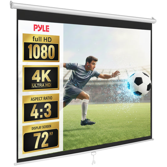 Easy Pull-Down Projector Screen, 72-Inch