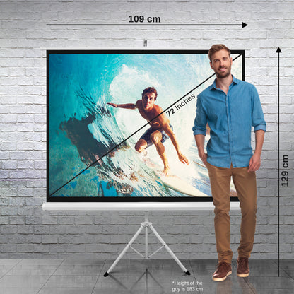 Écran de projecteur sur trépied, 72 pouces 