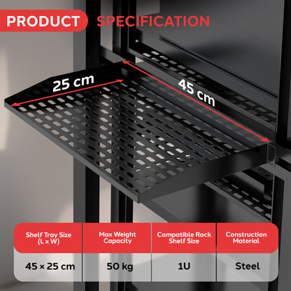 1U Server Rack Shelf Mount Tray