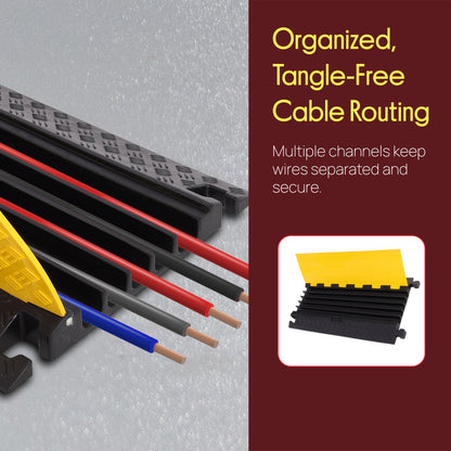 Rampe de protection pour câbles, 5 canaux. 