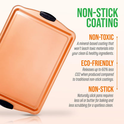 Large Nonstick Cookie Sheet, Easy Clean Carbon Steel, Copper