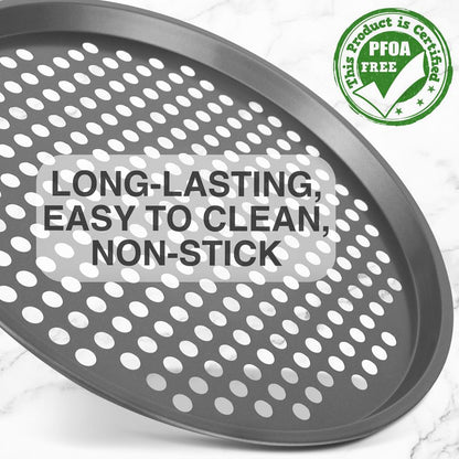 Nonstick Pizza Pan 12.8" - Even Baking, Carbon Steel, Gray