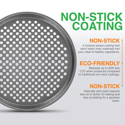 Nonstick Pizza Pan 12.8" - Even Baking, Carbon Steel, Gray