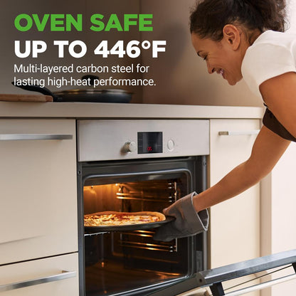 Nonstick 13" Pizza Pan Set of 10, Easy Clean Carbon Steel, Gray