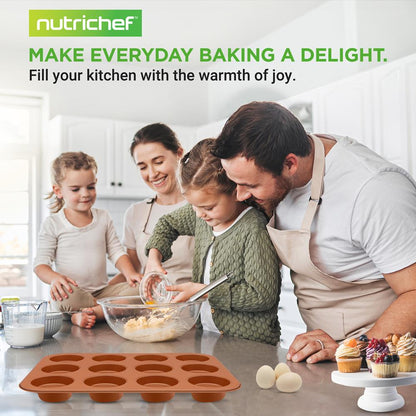 Moule à muffins 12 cavités, chauffe uniforme, acier au carbone antiadhésif, cuivre 