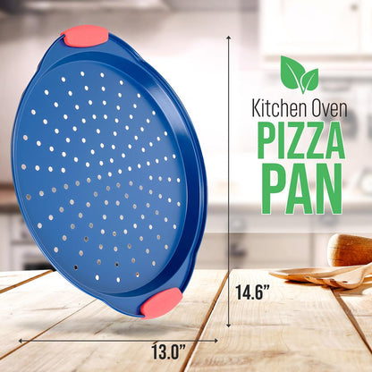 13" Nonstick Pizza Tray - Easy Grip, Carbon Steel, Blue