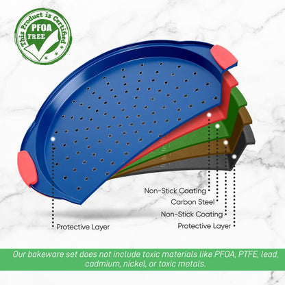 13" Nonstick Pizza Tray - Easy Grip, Carbon Steel, Blue
