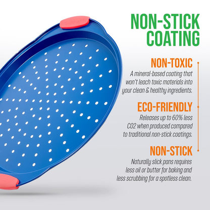 13" Nonstick Pizza Tray - Easy Grip, Carbon Steel, Blue
