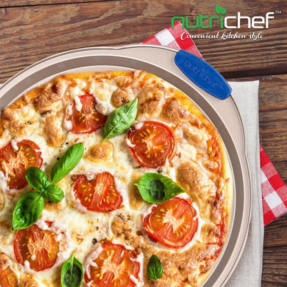 13" Non-Stick Pizza Tray - Easy Clean Carbon Steel, Gold