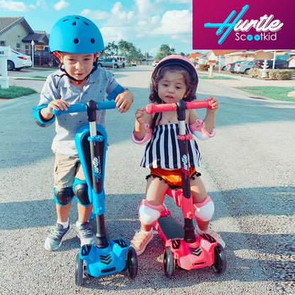 Kids Scooter with Seat, LED Wheels, Adjustable Height, Camouflage