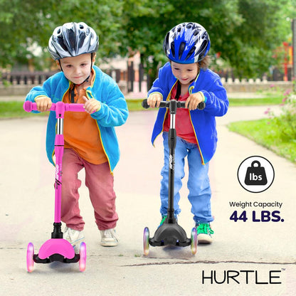 Mini Kickboard Scooter for Kids, LED Wheels, Adjustable Height, Pink
