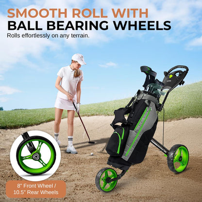 Foldable 3-Wheel Junior Golf Cart Lightweight Aluminum Quick Braking