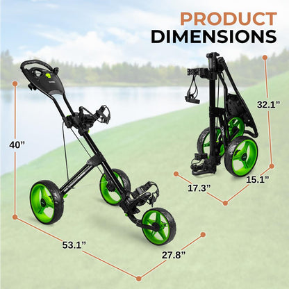 Foldable 3-Wheel Junior Golf Cart Lightweight Aluminum Quick Braking