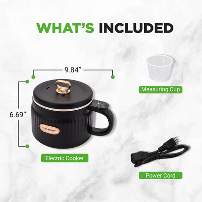 Portable Rice Cooker, Rapid Cooking, Non-Stick Ceramic, 1.6L Capacity