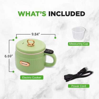 Portable Rice Cooker, Rapid Cooking, Non-Stick Ceramic, Green