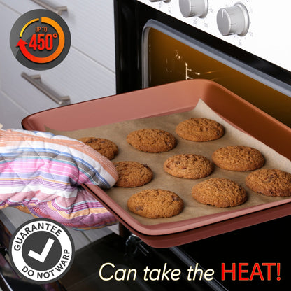 2-Piece Nonstick Cookie Sheets Set, Carbon Steel, Rose Gold