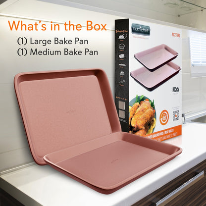 2-Piece Nonstick Cookie Sheets Set, Carbon Steel, Rose Gold