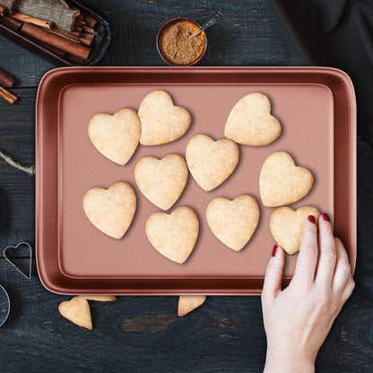 2-Piece Nonstick Cookie Sheets Set, Carbon Steel, Rose Gold