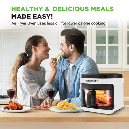 5.8QT Air Fryer, Quick Cooking, Transparent Bowl, White