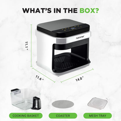 5.8QT Air Fryer, Quick Cooking, Transparent Bowl, White