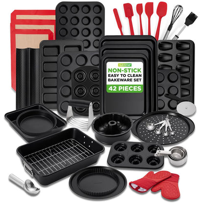 42-Piece Nonstick Bakeware Set - Perfect Baking Results - Carbon Steel
