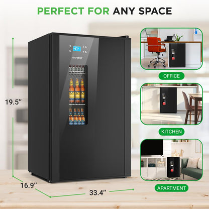Beer Fridge 108-Can Capacity Glass Door Adjustable Temp Control