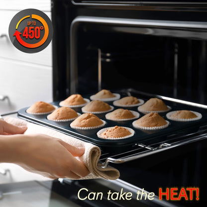 Stackable Non-Stick Bakeware Set, Easy Release Carbon Steel, Black