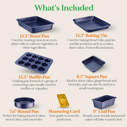 6-Piece Nonstick Bakeware Set - Easy Clean Carbon Steel, Dishwasher Safe