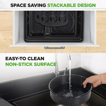 8-Piece Non-Stick Bakeware Set, Stackable Carbon Steel, Black Marble