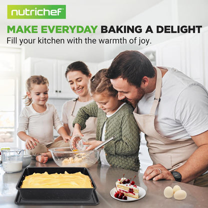 8-Piece Non-Stick Bakeware Set, Stackable Carbon Steel, Black Marble
