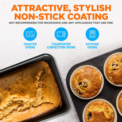 8-Piece Nonstick Bakeware Set - Easy Clean Carbon Steel, Stackable
