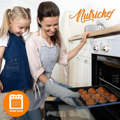 8-Piece Nonstick Bakeware Set - Space-Saving Carbon Steel, Blue