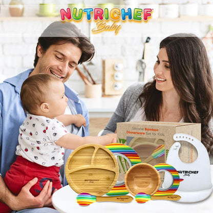 Baby Feeding Set, Non-Slip Design, Bamboo & Silicone, Easy to Clean