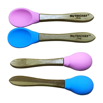 product image number 1 for NutriChef Silicone Bamboo Spoons For Kids