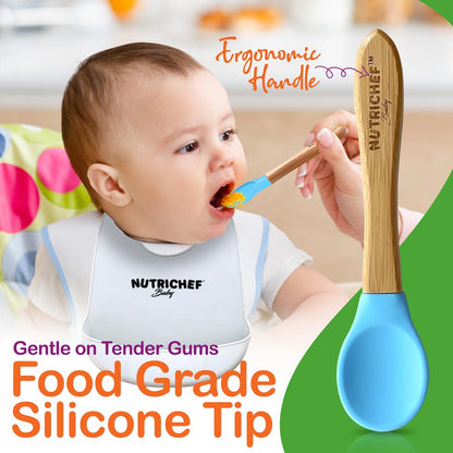 product image number 4 for NutriChef Silicone Bamboo Spoons For Kids