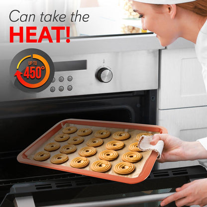 10-Piece Nonstick Bakeware Set, Easy Clean Carbon Steel, Copper