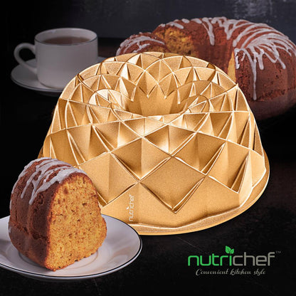 9" Cake Pan - Uniform Baking, Nonstick Thick and Heavy Cast Aluminum, Gold