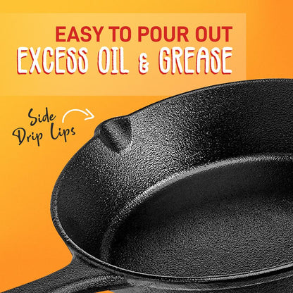 3pc Cast Iron Skillet Set - Nonstick, Even Heat, Silicone Handles