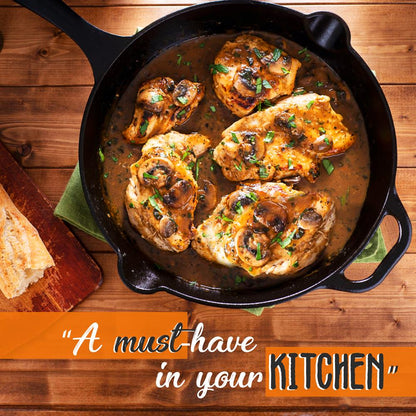 3pc Cast Iron Skillet Set - Nonstick, Even Heat, Silicone Handles