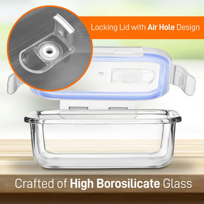 Glass Food Storage Set 10-Piece Leak-Proof Borosilicate Blue Lids