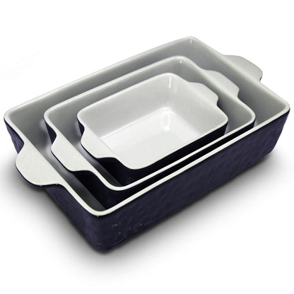 3-Piece Ceramic Casserole Set, Nonstick, Oven Safe, Royal Blue