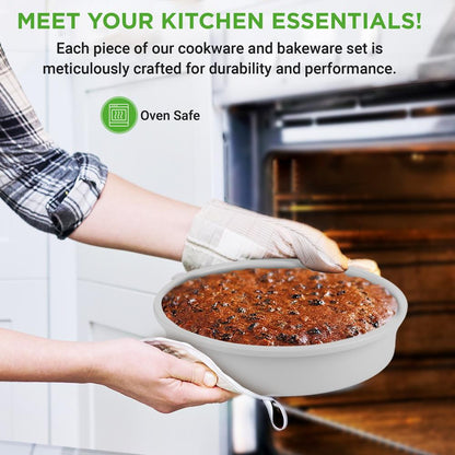 20-Piece Non-Stick Cookware Set, Easy-Clean Aluminum, White