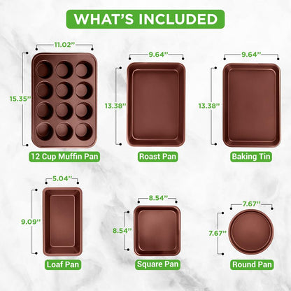 20-Piece Non-Stick Cookware Set, Even Heat, Cool-Touch Handles, Brown