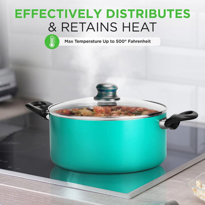 15-Piece Non-Stick Cookware Set, Even Heat, Colorful Lacquer Finish