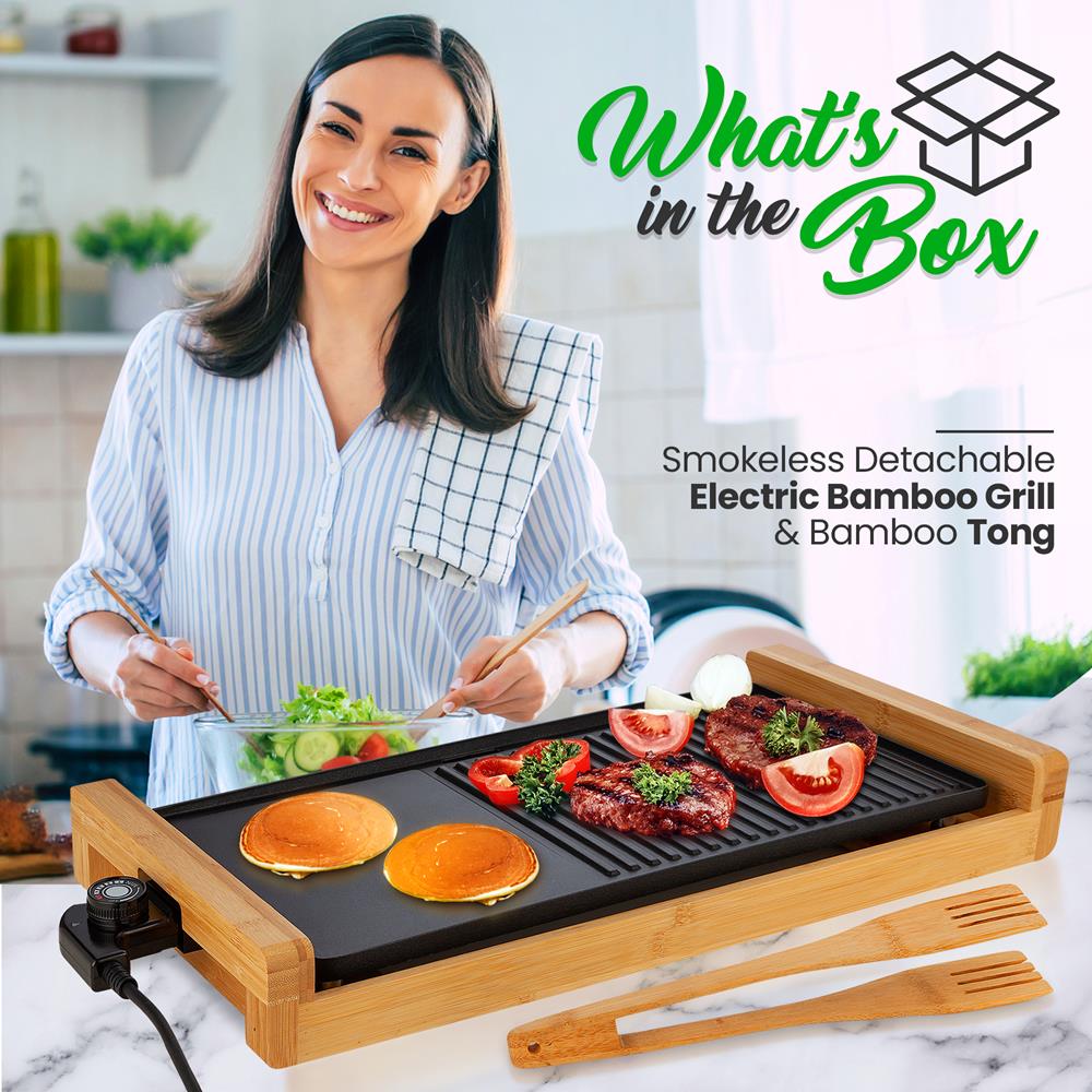 product image number 2 for NutriChef Detachable Electric Bamboo Grill